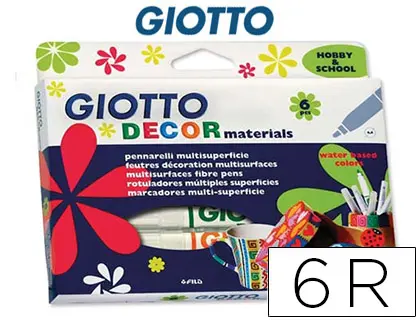 Imagen Rotulador giotto decor materials caja de 6 colores surtidos