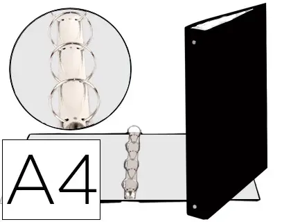 Imagen Carpeta de 4 anillas 30mm redondas exacompta din a4 carton forrado negra