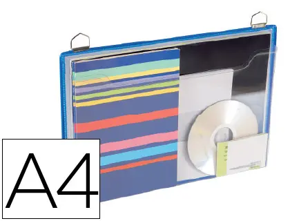 Imagen Funda para colgar tarifold din a4 anilla metalica formato horizontal pack de 5 unidades color azul