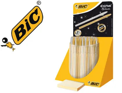 Imagen Boligrafo bic cristal linea celebration dorado y plateado expositor de 40 unidades surtidas