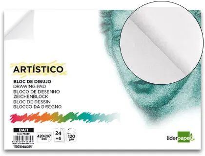 Imagen Bloc dibujo liderpapel artistico encolado 297x420 mm 30 hojas 120g/m2 sin recuadro