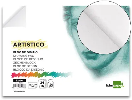 Imagen Bloc dibujo liderpapel artistico encolado 210x297 mm 30 hojas 120g/m2 sin recuadro