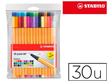 Imagen Rotulador stabilo point 88 colores neon estuche 25+5 unidades