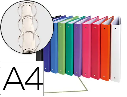 Imagen Carpeta de 4 anillas 30mm redondas exacompta a4 carton forrado colores surtidos