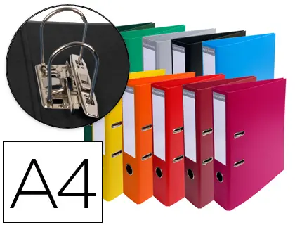 Imagen Archivador de palanca exacompta carton forrado pvc din a4 colores surtidos lomo 70 mm con compresor
