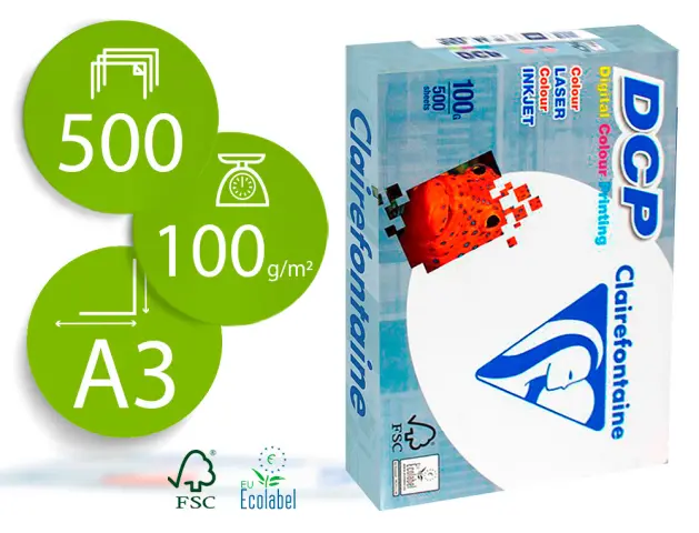 Imagen Papel fotocopiadora clairefontaine din a3 100 gramos paquete de 500 hojas