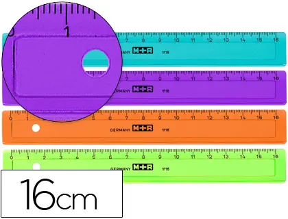 Imagen Regla m+r 16 cm plastico de colores surtidos graduada y biselada