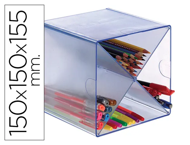 Imagen Archicubo archivo 2000 aspa organizador modular plastico azul transparente 155x155x155 mm incluye 2 clips de