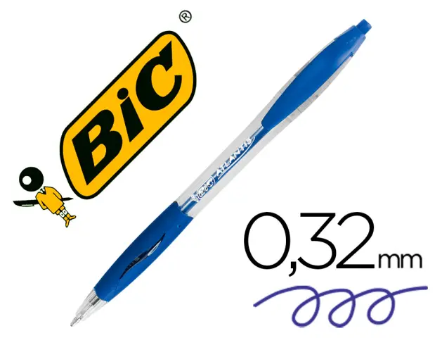 Imagen Boligrafo bic atlantis azul retractil tinta aceite punta de 1 mm