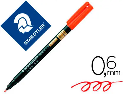 Imagen Rotulador lumocolor staedtler retroproyeccion punta de fibra permanente 319-2 rojo punta fina redonda 0.6 mm