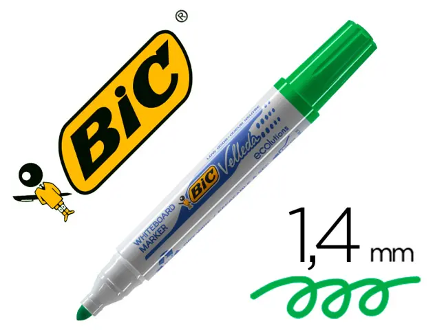 Imagen Rotulador bic velleda para pizarra verde punta redonda 1,3 mm