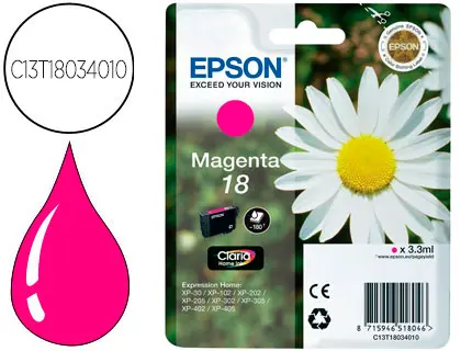 Imagen Ink-jet epson t18 magenta expression home xp-102 xp-205 xp-305 xp-405 capaciidad 180 pag