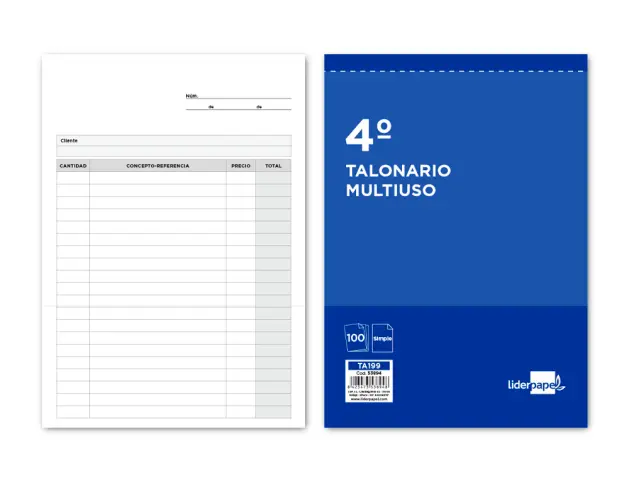 Imagen Talonario liderpapel multiusos cuarto original t199