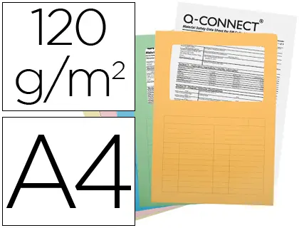 Imagen Subcarpeta cartulina q-connect din a4 colores surtidos con con ventana transparente 120 gr paquete de 25 unidades