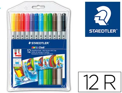 Imagen Rotulador staedtler noris club doble punta caja de 12 colores surtidos