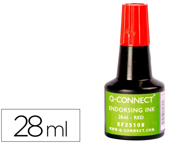 Imagen Tinta tampon q-connect rojo -frasco de 28 ml