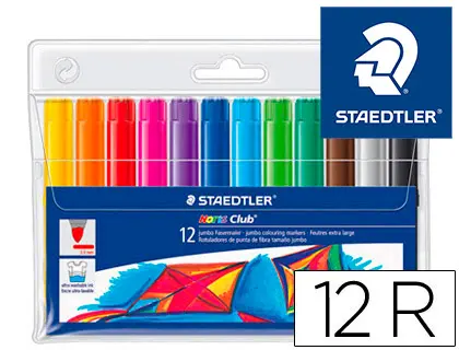 Imagen Rotulador staedtler color jumbo trazo 3 mm -estuche de 12 colores surtidos