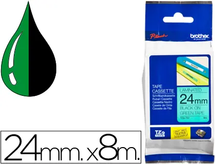 Imagen Cinta brother tze-751 verde-negro 24mm longitud 8 mt