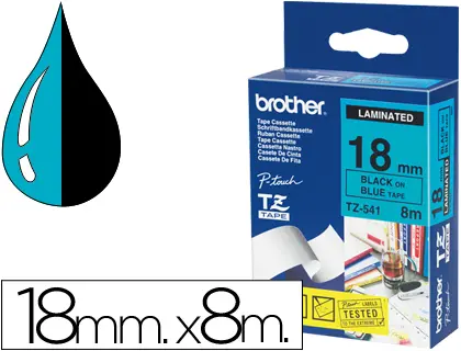 Imagen Cinta brother tze541 azul-negro 18mm longitud 8mt