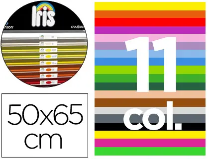 Imagen Cartulina guarro 50x65 contenido "a" 50 hojas blancas+ 25 hojas x11 colores 185grs