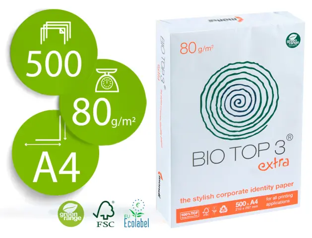 Imagen Papel fotocopiadora biotop extra ecologico din-a4 paquete de 500 hojas