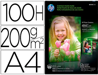 Imagen Papel hp photo semi-glossy 200g/m2 din a4 100h