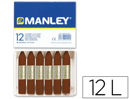 Imagen Lapices cera manley unicolor pardo -caja de 12