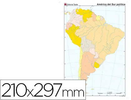 Imagen Mapa mudo color din a4 america sur politico