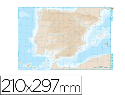 Imagen Mapa mudo b/n din a4 espaa -fisico