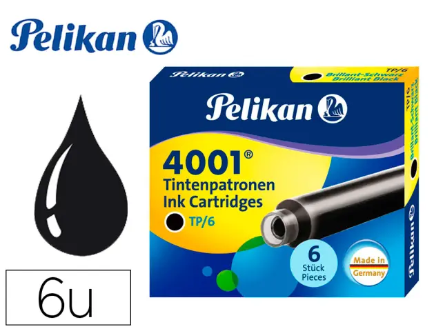 Imagen Tinta para plumas pelikan negra -caja 6 cartuchos