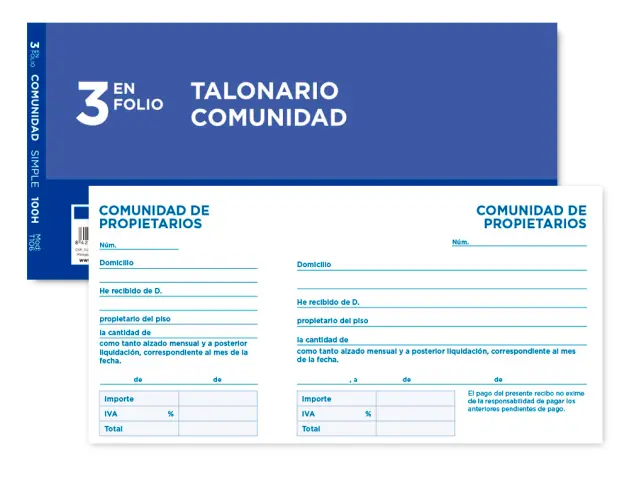 Imagen Talonario liderpapel comunidad tres del folio 106 -con iva