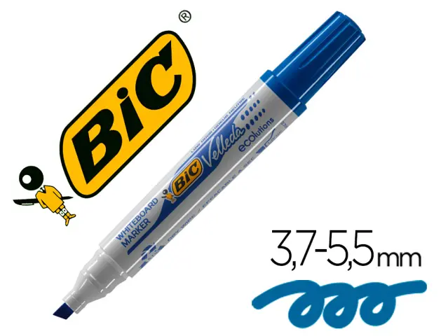 Imagen Rotulador bic velleda para pizarra azul -punta biselada 5.9 mm