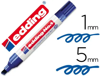 Imagen Rotulador edding marcador permanente 1 azul -punta biselada 5 mm recargable