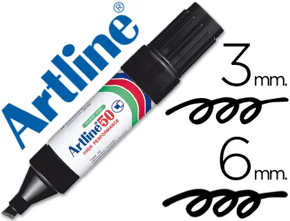 Imagen Rotulador artline marcador permanente ek-50 negro -punta biselada 6 mm -papel metal y cristal