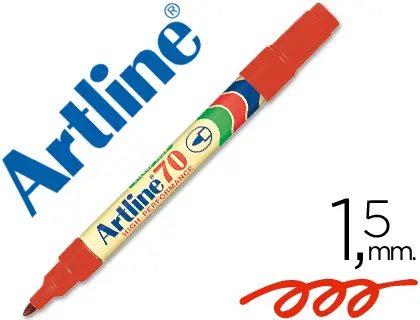 Imagen Rotulador artline marcador permanente ek-70 rojo -punta redonda 1.5 mm -papel metal y cristal