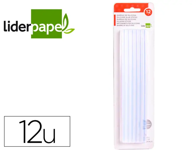 Imagen Barras termofusible liderpapel 7 mm de diametro x 200 mm de alto blister de 12 unidades