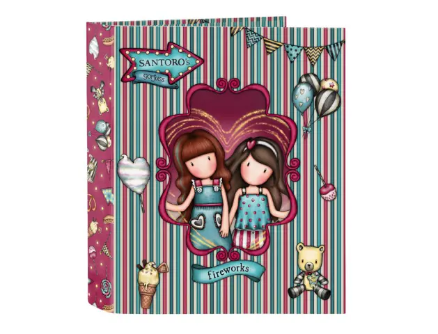 Imagen Carpeta carton folio 4 anillas safta lomo ancho gorjuss fairground 270x60x330 mm