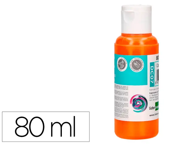 Imagen Pintura acrilica liderpapel bote de 80 ml naranja