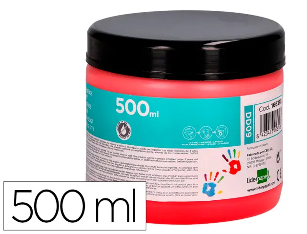 Imagen Pintura dedos liderpapel tarrina de 500 ml rojo