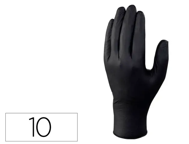 Imagen Guantes de nitrilo deltaplus no empolvado desechable talla 10 color negro caja de 100 unidades