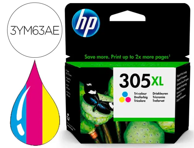 Imagen Ink-jet hp 305 xl tricolor deskjet 1210 / 1212 / 1255 / 2732 / 2752 / 4155 / 4158 envy 6020 / 6052 /6055 / 6420.