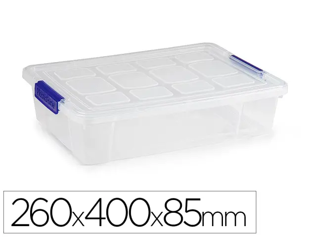 Imagen Contenedor plastico plasticforte 5 litros n 30 transparente con tapa 260x400x85 mm