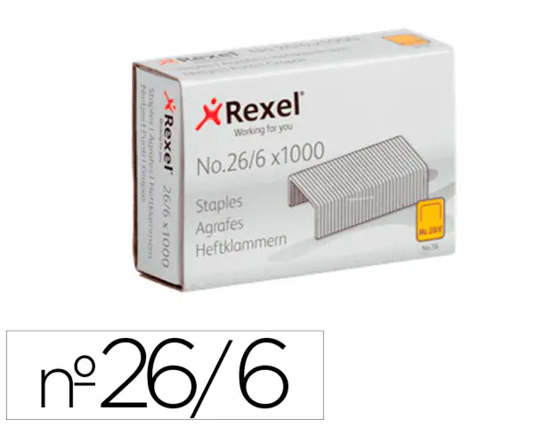 Imagen Grapas rexel 26/6 mm galvanizada caja de 1000 unidades