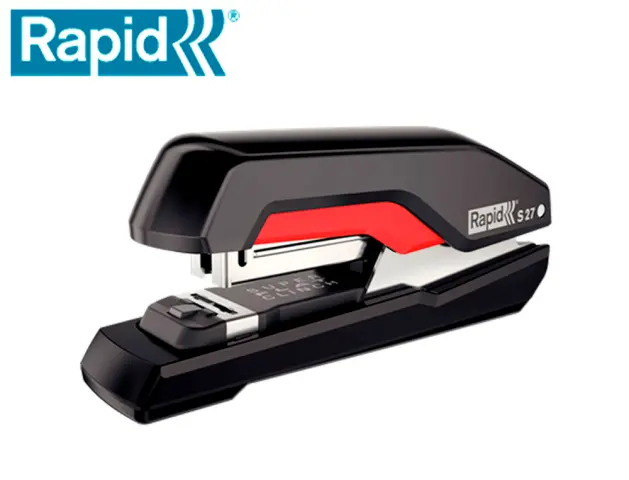 Imagen Grapadora rapid s27 fullstrip plastico capacidad de grapado 30 hojas usa grapas 24/6 y 26/6 color negro/rojo