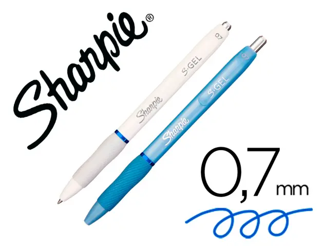 Imagen Boligrafo sharpie fashion retractil tinta gel azul 0,7 mm color azul hielo y blanco