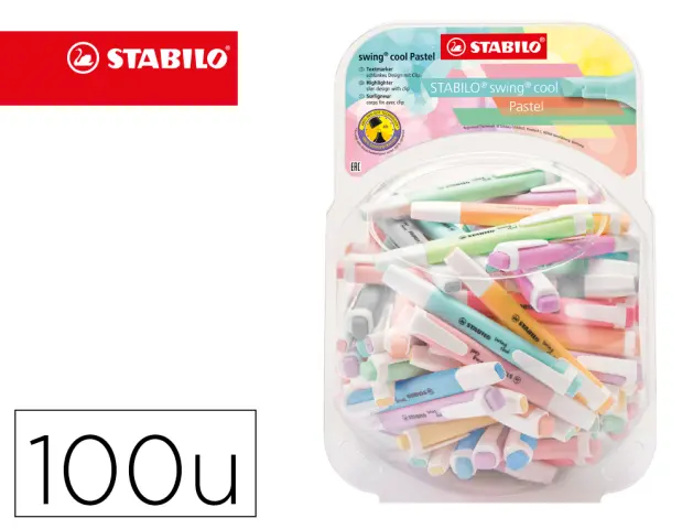 Imagen Rotulador stabilo fluorescente swing cool pastel bombonera de 100 unidades colores surtidos