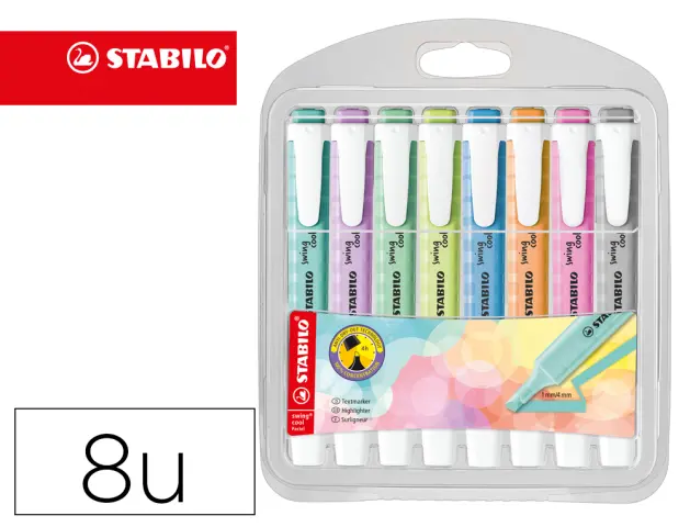 Imagen Rotulador stabilo fluorescente swing cool pastel estuche de 8 unidades colores surtidos