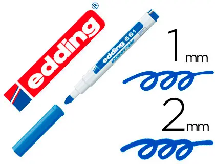 Imagen Rotulador edding para pizarra blanca 661 color azul punta redonda 1-2 mm recargable