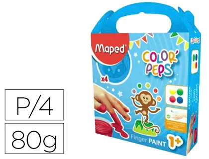 Imagen Pintura a dedos maped color peps caja de 4 botes colores surtidos 80 gr