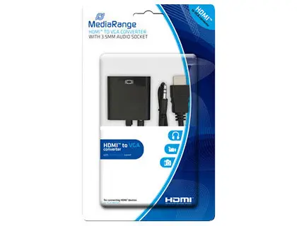 Imagen Cable hdmi a vga jack 3.5 mm mediarange negro